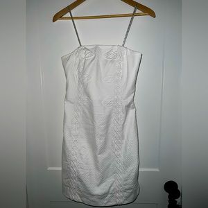 Lilly Pulitzer. White strapless dress with white accents. Worn once.
